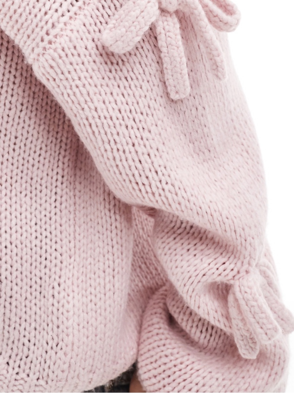 Hollister Pink Oversized Slouchy Knit Off Shoulder Bow Applique Sweater Size M - Picture 3 of 10